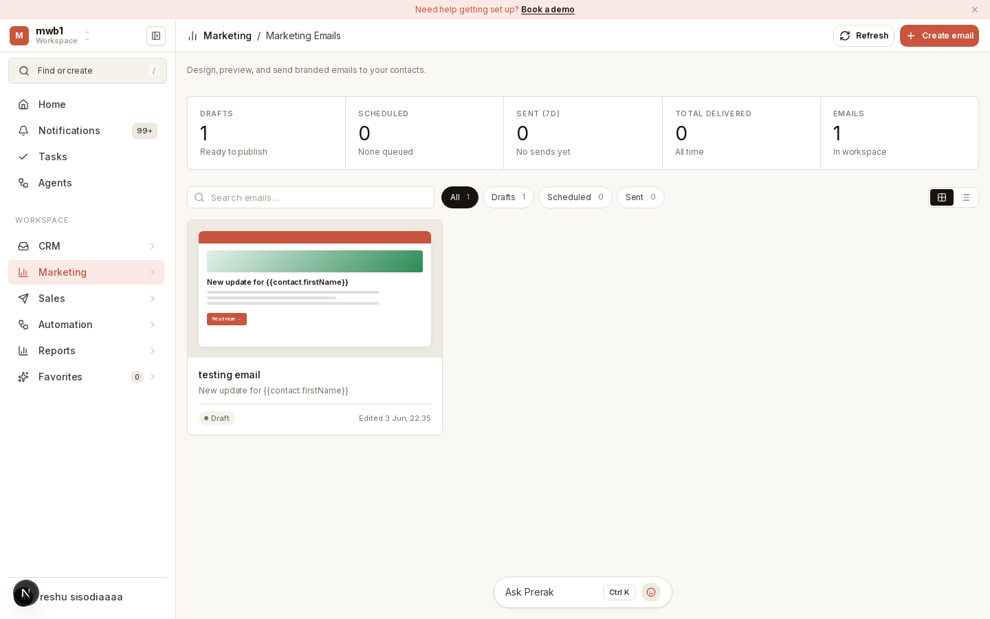 The marketing email composer